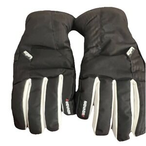 Oxylane‎ Ski Gloves Size XL Black White Straps Novadry Skiing Sledding Winter